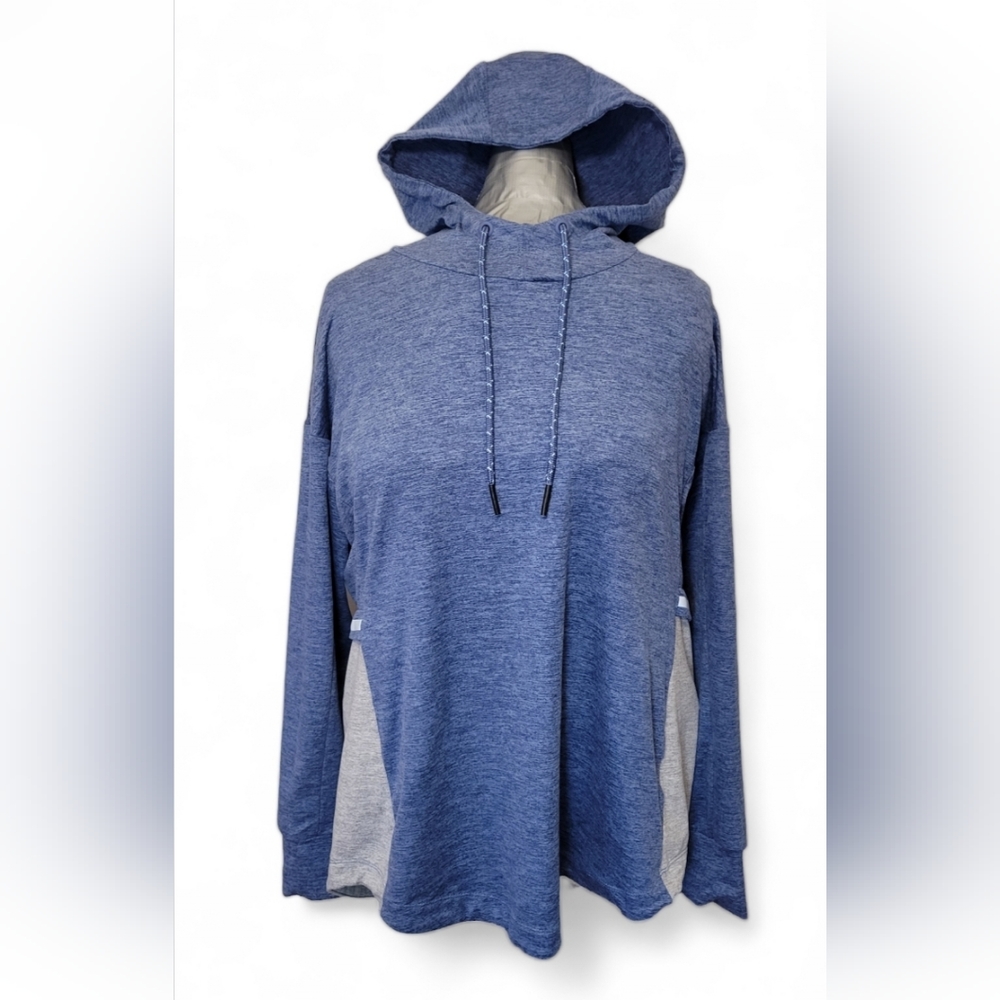 Tangerine Women Sz L Blue/Grey Reflective Hoodie Athleisure Active